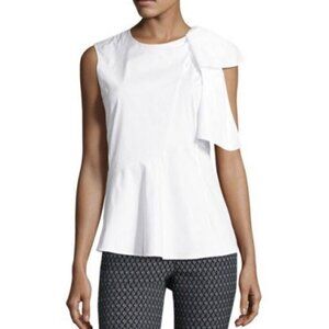 Theory NWT‎ White Stretch Cotton Bow Top Size Large